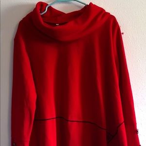 New Red Cowl Neck Long Sleeve Top